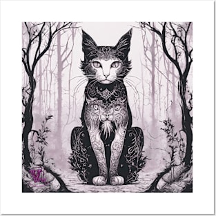 Cat in woods Posters and Art